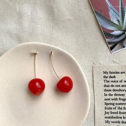 Dangle & Chandelier Cute Round Red Cherry Resin Earrings For Women Romantic Bohemian Fruit Ear Jewellery Birthday Gifts1