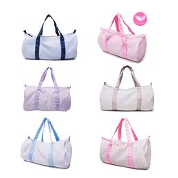 Kids Seersucker Duffel Bag Child Light Weight Duffle Outdoor Travelling Bags for Sleepovers Camping Ballet Case