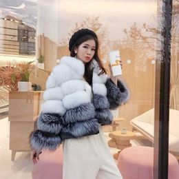 Women's Winter Fur Coat Real Leather Grass Short Genuine Stand Collar Thick Down Jacket Natural 211220