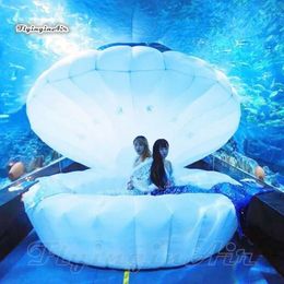 Concert Stage Performance Prop Lighting Inflatable Shell Replica 3m White Air Blown Mussel Balloon For Party Decoration