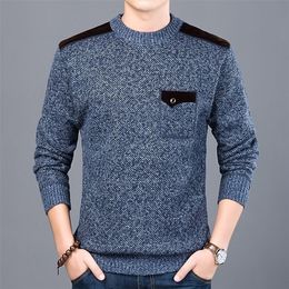 Men's Sweater Plus Size O Neck Fleece liner Pullover Oversized Sweaters for Men Korean Knitted Pullovers Jumper Men's Clothing 201105