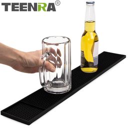TEENRA Rectangle Bar Mat PVC Beer Bar Mat Drinking Rubber Table Placemat Cup Mat Pad Water Proof Rug Kitchen Coaster T200708