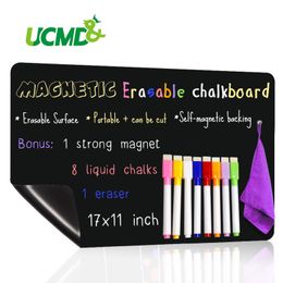 17*11" Magnetic Black Chalk Board for Kitchen Refridgerator Custom Blackboard Chalkboard Fridge Stickers With 8 Magnetic Markers 201125