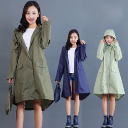 Raincoat Women Fashion Ladies Rain Coat Breathable Ladies Rain Cover Long Raincoats Portable Water-Repellent Raincoat Women 201110