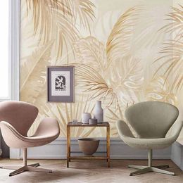 Custom Any Size Mural Wallpaper Nordic Ins Hand-painted Elegant Abstract Plants Living Room TV Sofa Bedroom Home Decor Wallpaper
