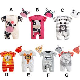 Newborn Baby Clothes Animal Style Infant Romper+Hat Baby Girls Clothing Set Cotton Tollder Kids Costume Panda Baby Boy Rompers 201023