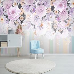 Custom 3D Photo Wallpaper Mural Modern Minimalist Watercolor Flower Fashion Bedroom Living Room Sofa TV Background Wall Painting