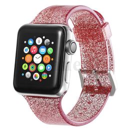 Transparent Bling shiny waterproof silicone strap watchband for Watch Band 42mm 38 mm correa iwatch 4 3 2 band 44mm40mm Accessories