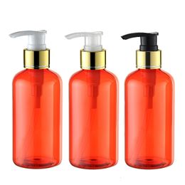24pcs/lot 220ml pump bottle emulsion bottling cosmetics packaging PET plastic for trial of shampoo