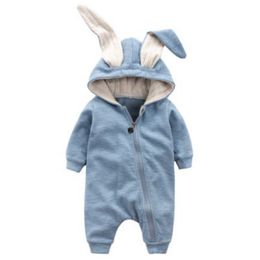 Boys Girls Clothes Hooded Baby Rompers For Babies born Clothing Infant Cute Rabbit Ear Costume Jumpsuit Outfit 211229