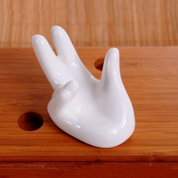 Housekeeping Home Hand Shape Ceramic Egg holder Kitchen Storage Organization for Breakfast Ocarina Collector photograph display stand decoration teacup holder