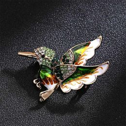 Pins, Brooches Trendy Rhinestone Drop Oil Wild Brooch Animal Bird Shape Pin Corsage Jewelry For Women