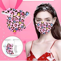 Valentine's Day Printing Disposable Meltblown Fabric Protective Mask Hang ear type Adult Couple Three-layer Soft Love Fashion Mask