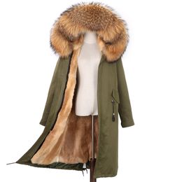 NEW Women's Parka Real Fox Coat With Hood Rex Rabbit Iiner Winter Jacket Natural Fur Parkas 201112