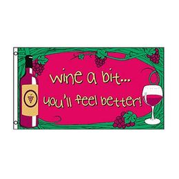 Wine A Bit Flags 3x5 FT High Quality Banners For Decoration Gift Double Stitching Indoor Outdoor Polyester Advertising