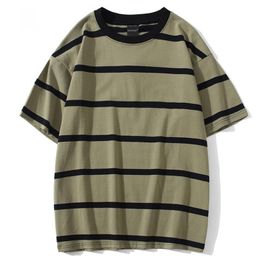 Men T Shirt Colour Block Print 3 Colour Optional Tee Shirts Simple High Street Basic All-match Cargo Tops Male Streetwear W220307