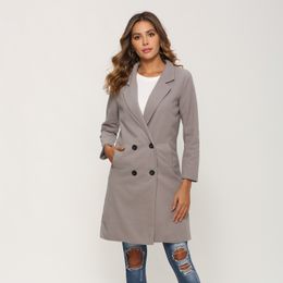 Women Autumn Winter Woollen Coat Long Sleeve Turn-Down Collar Oversize Blazer Outwear Jacket Elegant Overcoats Loose Plus Size LJ201110