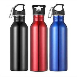 750ml Single Layer Stainless Steel Water Bottle Portable Cycling Gym Sport Drinking Bottle BPA Free Leakproof Cup Drinkware Men Y1223