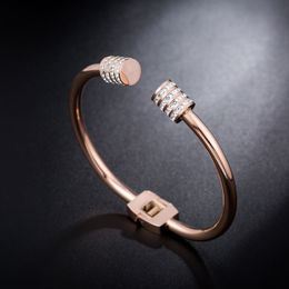 New Design Womens Gift Rose Gold Bangle Top Quality Simple Stainless Steel Cuff Wristband