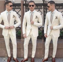 Men's Suits & Blazers Beige Blazer Pants Design Men Suit Groom Tuxedo Slim Fit Two Pieces Custom Wedding Prom Blazer1
