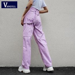 Vangull Loose High Waist Women's Pants Cotton Full Length Trousers Women 2020 New Fashion Women Stretch Streetwear Cargo Pants LJ201029