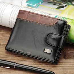 Hot Sale New Patchwork Leather Men Wallets Short Male Purse With Coin Pocket Card Holder Brand Trifold Wallet Men Clutch Money Bag 2019