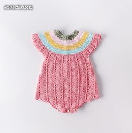 Knitted Clothes Newborn Romper Cotton Woollen Rainbow Princess New born Rompers Infant Baby Jumpsuit For Girl 201027