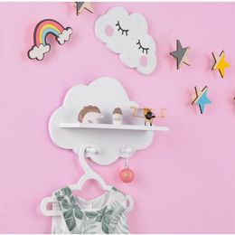 1pcs Nordic Storage Shelf Pendant Wooden Cloud Holder Coat Hook Hanging Ornaments Baby Shower Party Room Decor Shelves Supplies Y200429