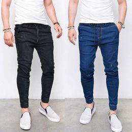 Men's Jeans CYSINCOS 2021 Spring Autumn Long Pencil Pants Casual Slim Mens Brands Fit Trousers Elastic Waist Male Pantalones11