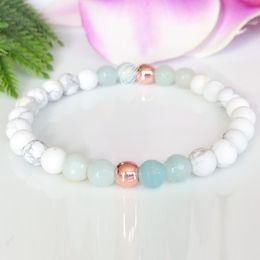 MG1058 Anxiety Relief Bracelet Amazonite Gem stone Jewelry Howlite Calming Bracelet Hematite Healing Crystal Beaded Bracelet