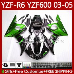 Bodywork Kit For YAMAHA YZF R6 600CC YZF600 YZF-R6 2003-2005 Cowling 95No.180 YZF R 6 Green Flames 600 CC 2003 2004 2005 Body YZF-600 YZFR6 03 04 05 Motorcycle Fairing