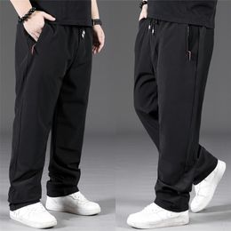 Men's Autumn and Winter Plus Fat Increase Sports Pant Loose Straight Trousers Thickening Large Size Fleece Casual Pants Tide 201113
