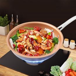 Wok 28cm Frying Skillet Induction Cooker Non-stick Home Garden Gas Stove Pancake Pan for The Kitchen 201223