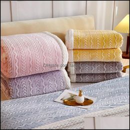 Blankets Home Textiles & Garden Double Layer Fleece Blanket Thick Warmth Winter Single Sheets Plaid Sofa Soft Er Throw Bed Warm Stitch Fluff