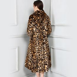 Nerazzurri Winter Faux Fur Leopard Coat Pleated Wave Skirt New Fashion Women Long Sleeve Withstring Overcoat Plus Size 5XL 201031