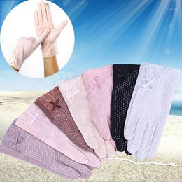 sonnehandschuhe für den antrieb Rabatt Fünf Fingerhandschuhe, die Treiber Sommer Sonnencreme Frauen Antrieb Mädchen Dame Dünne Baumwolle Anständige Spitze Sun UV Beständige Touchscreen Gloves1
