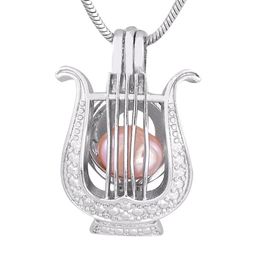 girls locket chain UK - Chains Fashion Shape Silver Plated Pearl Harp Cage Pendants Locket DIY Girl Charming Gift P155