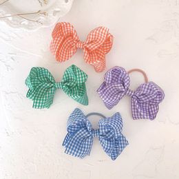 Baby 3" gingham plaid hair bows clips hair ties accessories girl Princess ABC hairbows headwear hair elastic bobbles HD3550 202 K2