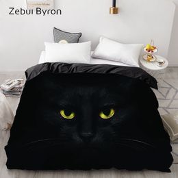 Duvet Cover,Comforter/Quilt/Blanket case Double/Queen/King,Bedding Custom//,Animal Black cat eyes,Drop ship LJ201015