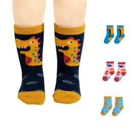 Kids Cotton Socks Autumn Winter Children Baby Boys Girls Warm Mid Socks Cartoon Dinosaur Style Socks