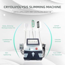 Cooling Fat Removal Slimming Machine Cryotherapy FatFreezing RF Cavitation 6 Pcs Lipo laser pads Weight Loss Equipment