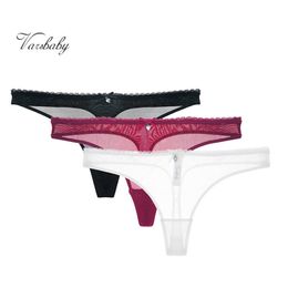 Varsbaby sequined thong transparent underwear see-through briefs low-rise S-2XL panties 3pcs/lot 201112