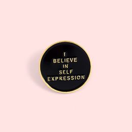 Phrase Slogan Enamel Lapel Pins 'SELF EXPRESSION' Brooches Badges Fashion Pins Gifts for Friends