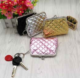 300pcs Women PU solid geometry coin purses hasp small short wallet Mix Colour