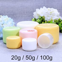 20g 50g 100g Plastic Round Jar for Lip Balm Cream Container Empty Body Skin Care Lotion Sample Packaging Bottle Green Pink Whiteshipping