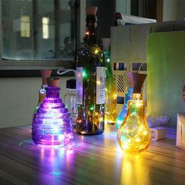 LED Cork Fairy Lights Outdoor Solar Wine Bottle String Lights Copper Wire Night Light For Christmas Wedding Garden Party Decor 201204