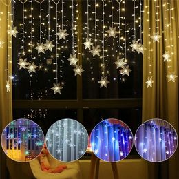 3.5M 96 LEDS Outdoor Christmas Curtain Lights Snowflake LED String Light Garden Home Decor Christmas Light LED Curtain Light D30 201203