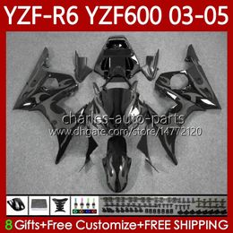 Bodywork Kit For YAMAHA YZF R6 600CC YZF600 YZF-R6 2003-2005 Cowling 95No.193 YZF R 6 600 CC Grey Flames 2003 2004 2005 Body YZF-600 YZFR6 03 04 05 Motorcycle Fairing