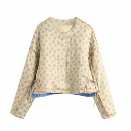 Women Floral Printing Quilted Short Coat New Female Long Sleeve Outerwear Casual Lady Loose Tops C1013 201029