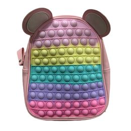 New Rainbow Colorful Push Bubble School Book Bags Children Bubble Fidget Toy Student Schoolbag Silicone Kids Backpack